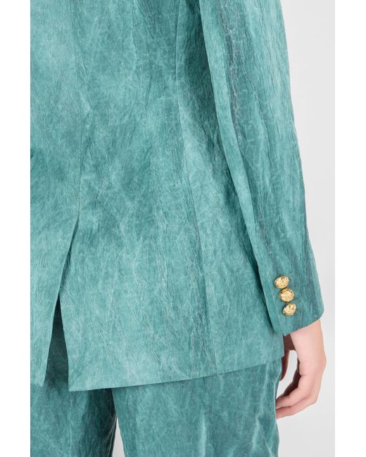 Roberto Cavalli Green Single-Breasted Structured Blazer