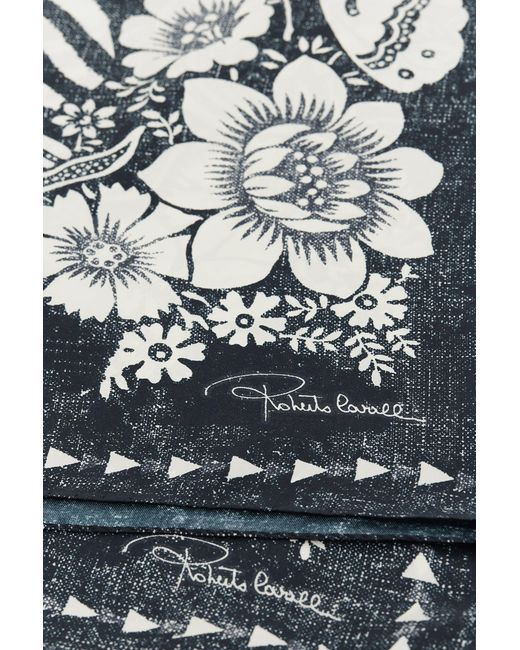 Roberto Cavalli Multicolor Scarf With Zebra Pattern And Mirror Snake Monogram