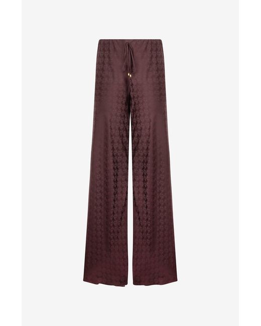 Roberto Cavalli Purple Loose Pants With Mirror Snake Monogram
