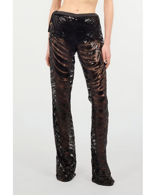 Roberto Cavalli Black Flared Pants With Zebra Pattern And Sequins