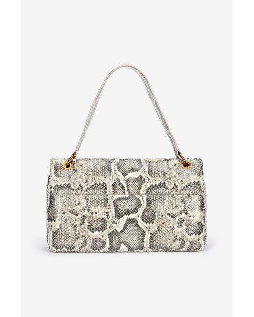 Borsa A Spalla Roccia Con Stampa Python di Roberto Cavalli in White
