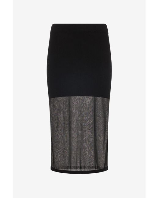 Roberto Cavalli Black Miniskirt With Tulle Insert