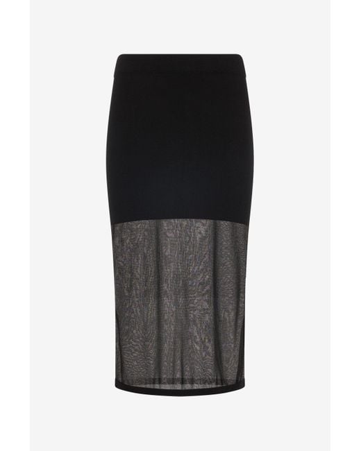 Roberto Cavalli Black Miniskirt With Tulle Insert