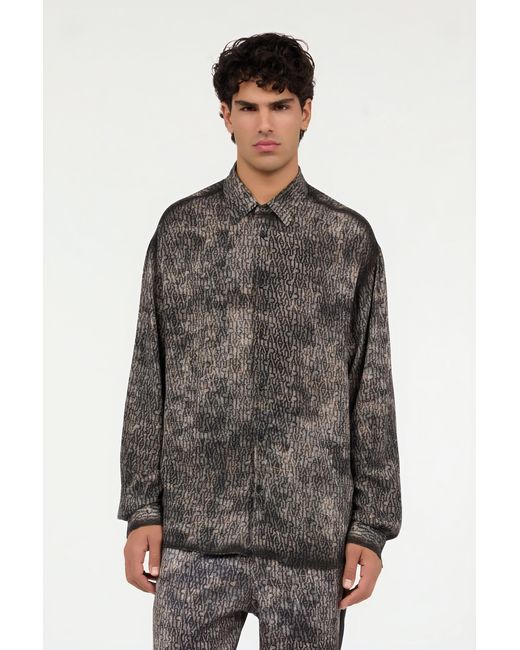 Roberto Cavalli Gray Faded Effect Shirt With All-Over Lettering for men