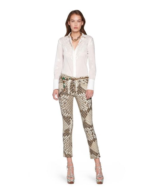 Roberto Cavalli Natural Python Print Jeans