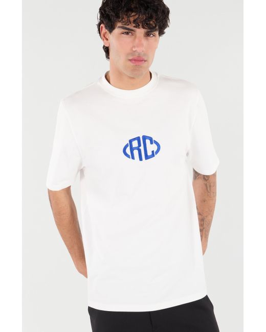 Roberto Cavalli White Cotton T-Shirt With Monogram for men
