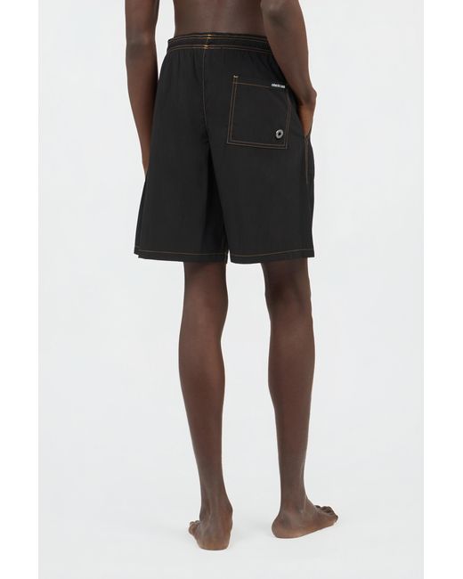 Roberto Cavalli Black Swimsuit Boxer Shorts With Contrast Stitching for men
