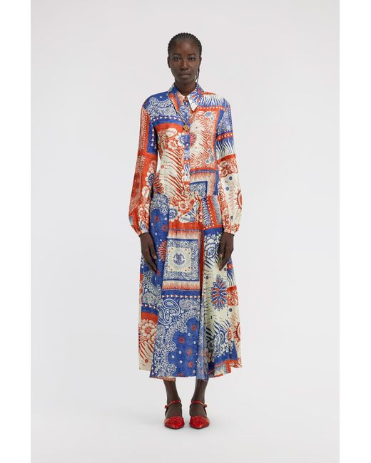 Roberto Cavalli White Bandana Print Maxi Dress