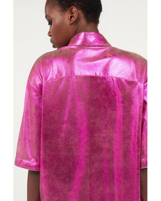 Roberto Cavalli Pink Shiny Lurex Shirt