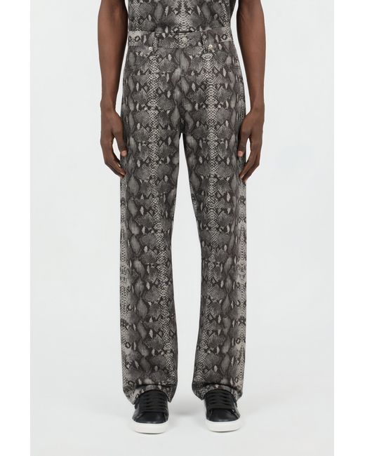 Roberto Cavalli Gray Python Print Denim Jeans for men
