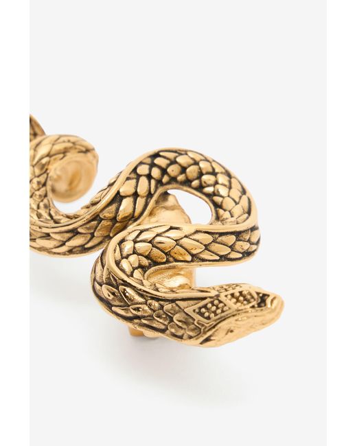 Roberto Cavalli Metallic Antiqued Snake Earrings