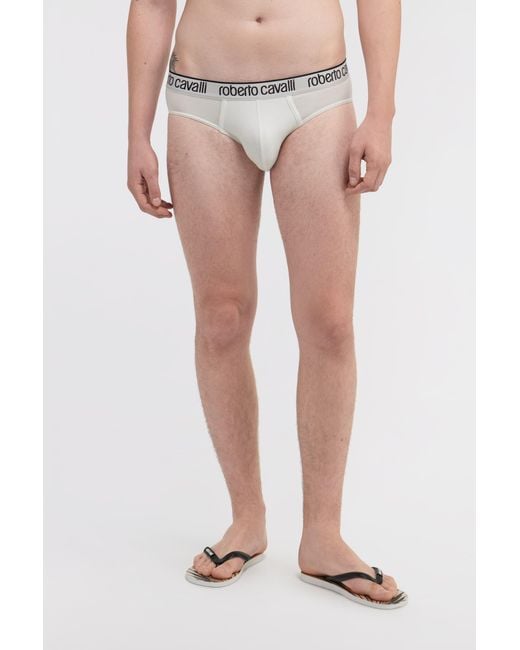 Roberto Cavalli White Logo Briefs for men