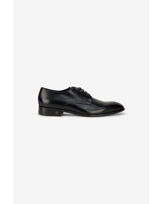 Roberto Cavalli Black Leather Shoes With Laced-Up Detail for men