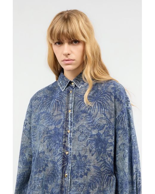 Camisa Con Estampado Floral Roberto Cavalli de color Blue