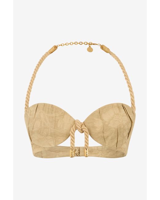 Roberto Cavalli Multicolor Sand Bralette Top With Rope Detail