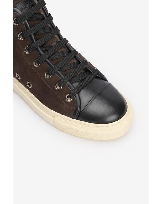 Roberto Cavalli Black High-Top Sneakers Chocolate With Rc Monogram for men