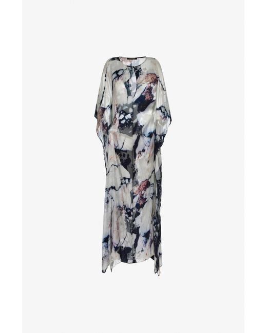 Roberto Cavalli White Marble Print Kaftan