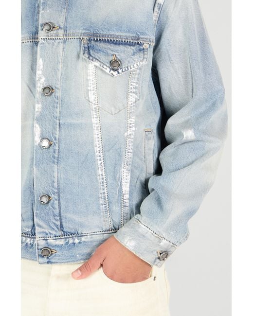 Roberto Cavalli Blue Light Laminated Denim Jacket for men