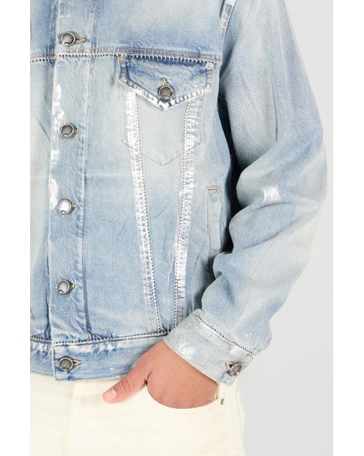Roberto Cavalli Blue Light Laminated Denim Jacket for men