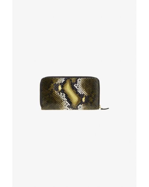Roberto Cavalli Green Logo-Print Leather Wallet