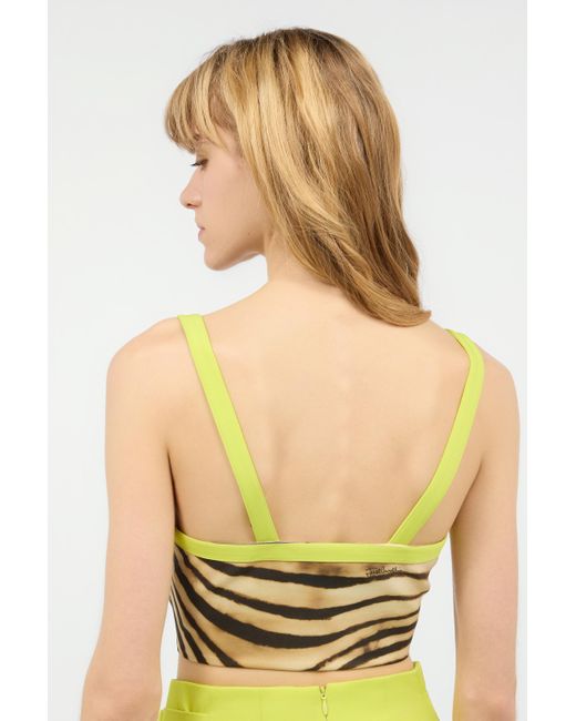 Haut Cropped Avec Imprimé Tiger Skin Roberto Cavalli en coloris Yellow
