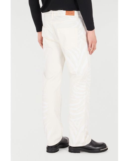 Roberto Cavalli White Printed Five-Pocket Pants for men