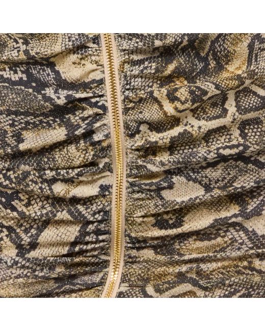 Roberto Cavalli Multicolor Mini Dress With Zipper And Python Print