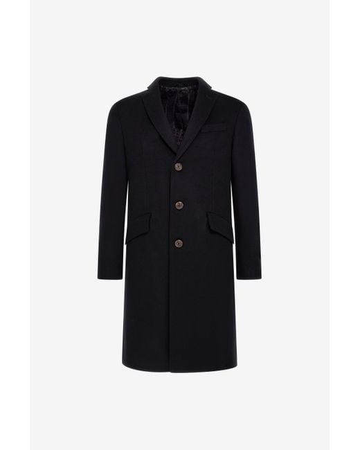 Roberto Cavalli Black Single-Breasted Coat for men
