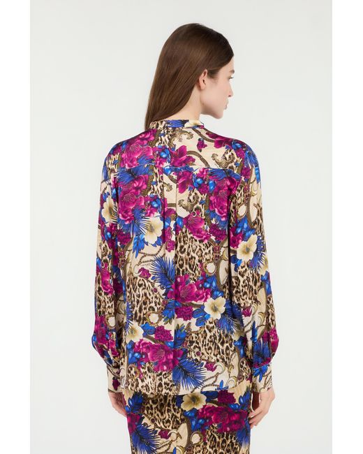 Roberto Cavalli Multicolor Flower Leo Print Shirt