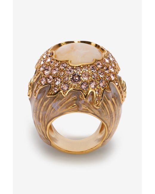 Anillo con detalle de cristales Roberto Cavalli de color Metallic