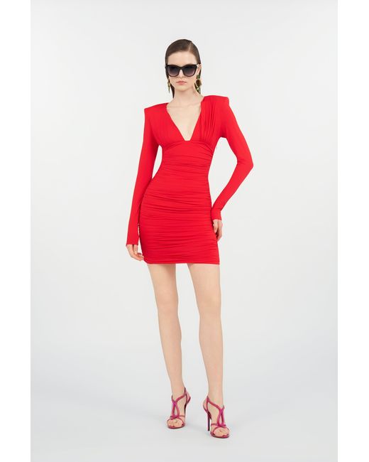 Roberto Cavalli Red Draped Mini Dress
