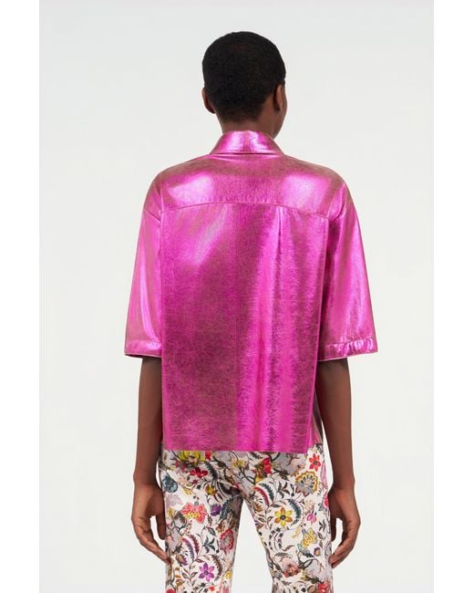 Roberto Cavalli Pink Shiny Lurex Shirt