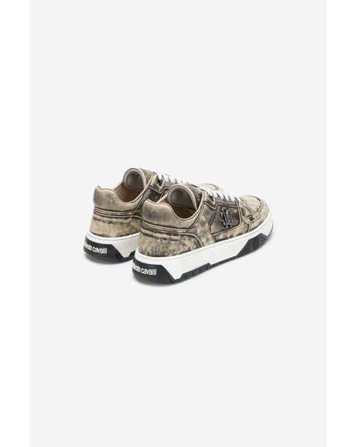 Roberto Cavalli Multicolor Ivory Leather Low Top Sneakers for men