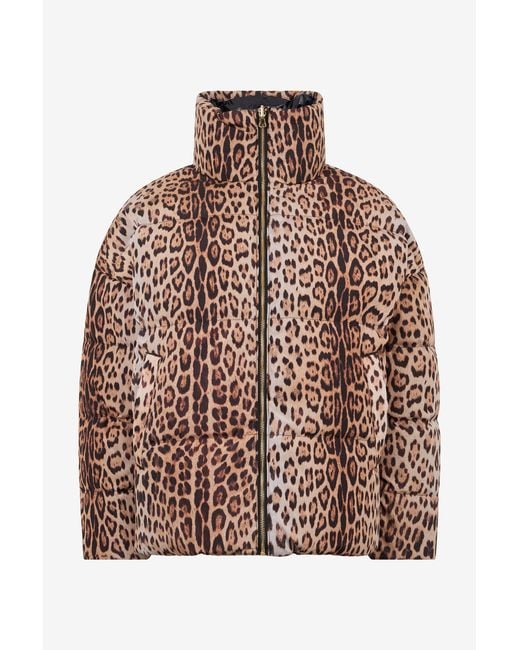 Roberto Cavalli Brown Reversible Marble Print Down Jacket