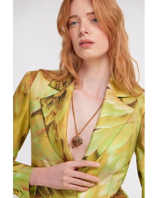 Roberto Cavalli White Necklace With Tiger Pendant