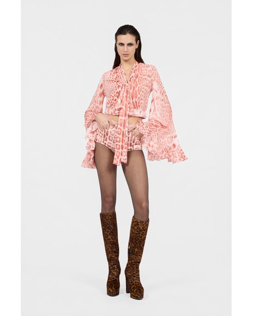 Roberto Cavalli Red Jaguar Print Shorts