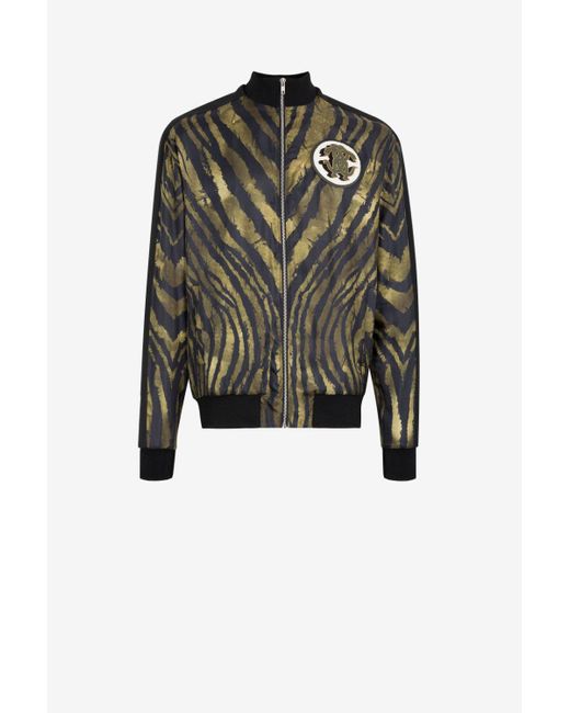Roberto Cavalli Zebra-print Mirror Snake Jacket in Black for Men | Lyst