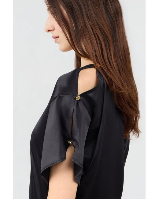 Roberto Cavalli Black Silk Top With Cut-Outs