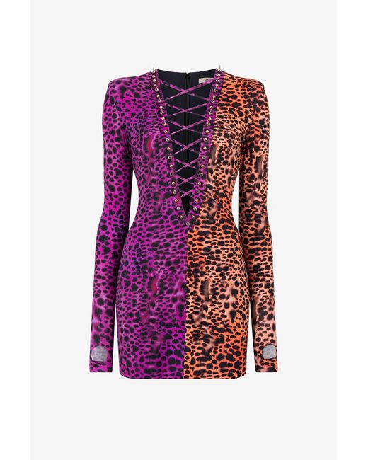 Roberto Cavalli Purple Murena Print Dress Mini