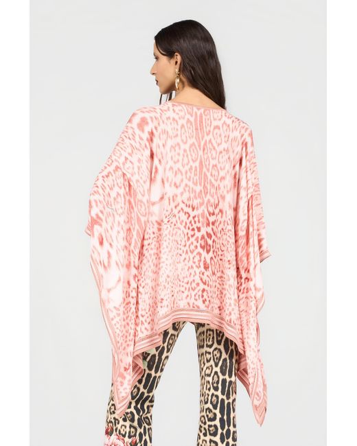 Roberto Cavalli Pink Jaguar Print Kaftan