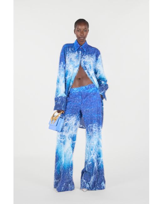 Roberto Cavalli Blue Stretto Di Messina Print Shirt