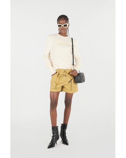 Roberto Cavalli Yellow Shorts Mit Gürtel Und Print Python