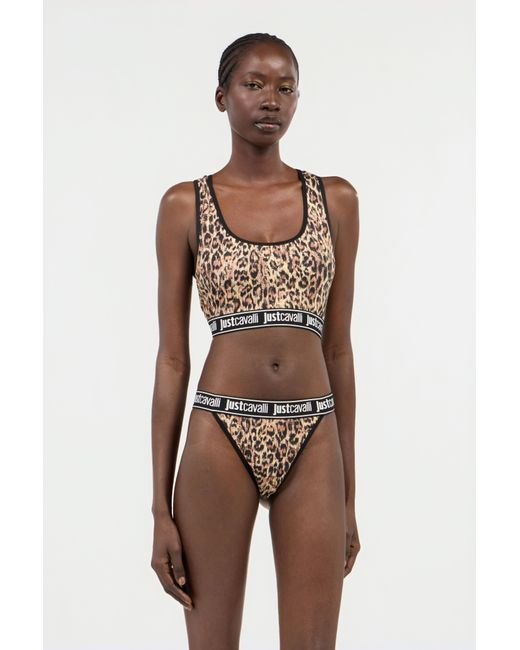 Roberto Cavalli Black Jaguar Skin Print Bra