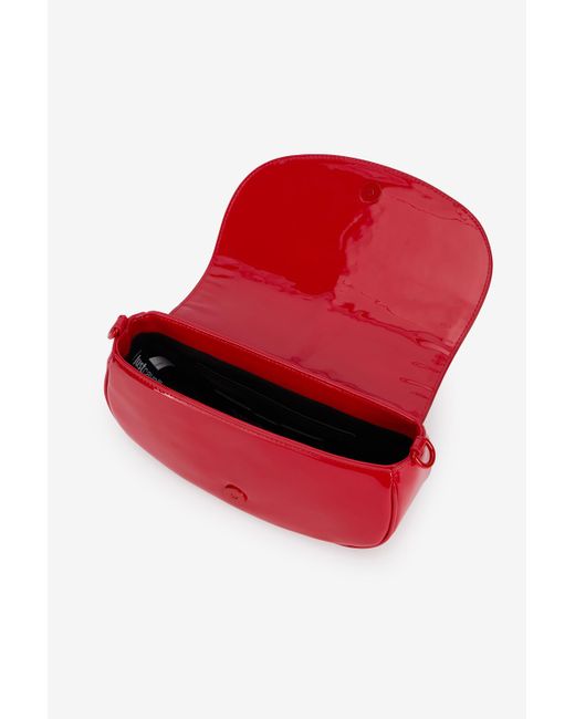 Borsa A Spalla Rossa Lucida Con Logo di Roberto Cavalli in Red