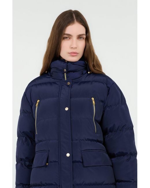 Roberto Cavalli Blue Marble Print Down Jacket