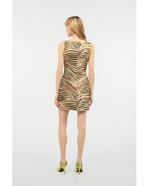 Mini Abito Con Stampa Tiger Skin di Roberto Cavalli in Metallic