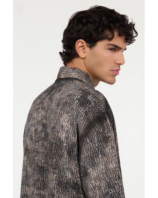 Roberto Cavalli Gray Faded Effect Shirt With All-Over Lettering for men