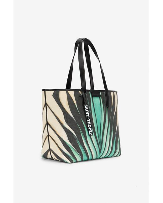Roberto Cavalli Blue Ray Of Sea Print Shopping Bag