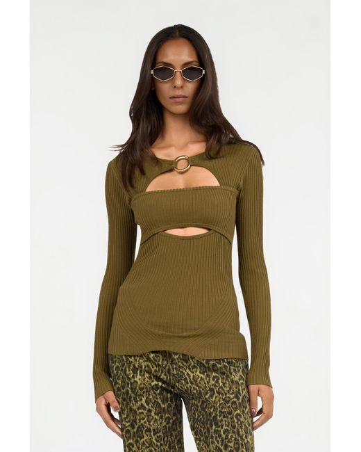 Roberto Cavalli Green Gerippter Pullover