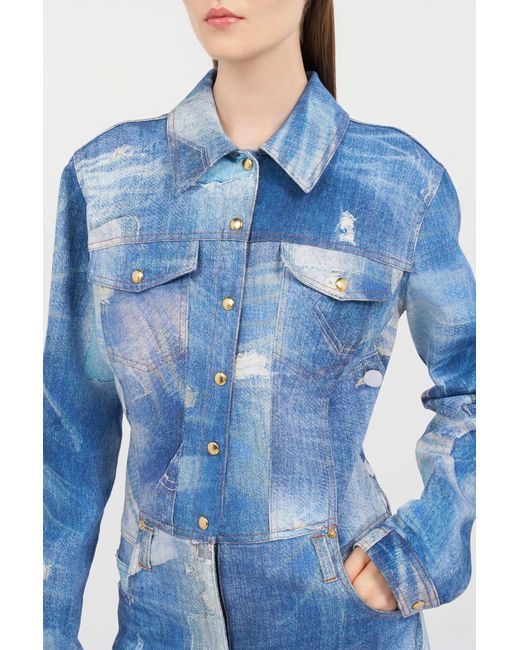 Roberto Cavalli Blue Patchwork Denim Jumpsuit